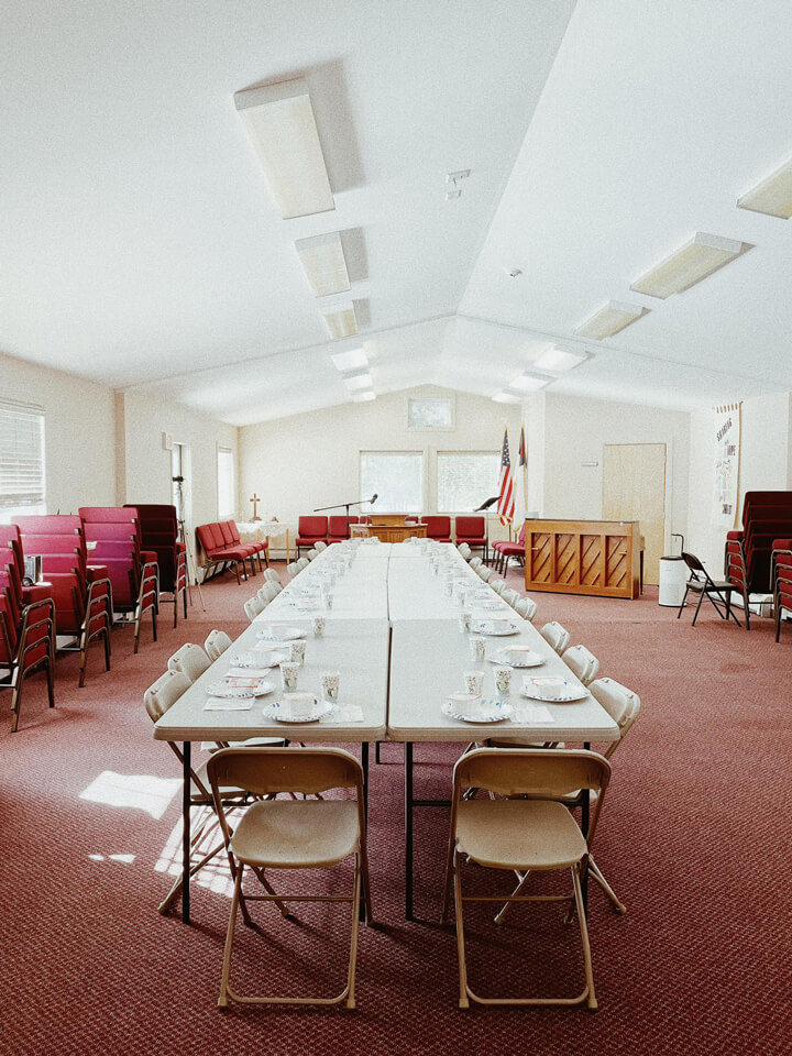 Adirondack Alliance Church sanctuary set up for a community gathering